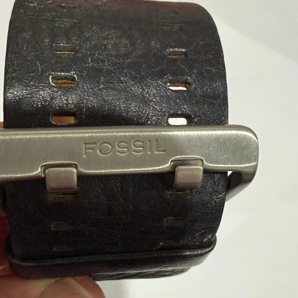 Rare Y2K Fossil Big Tic JR-8200 Flame Watch Leather Band